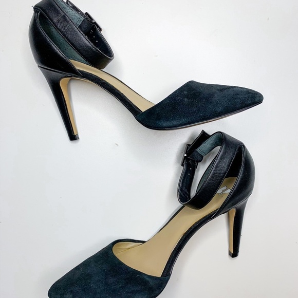 BP. Heels Women 7.5M Black Suede Pointed Toe Leath - Picture 3 of 8